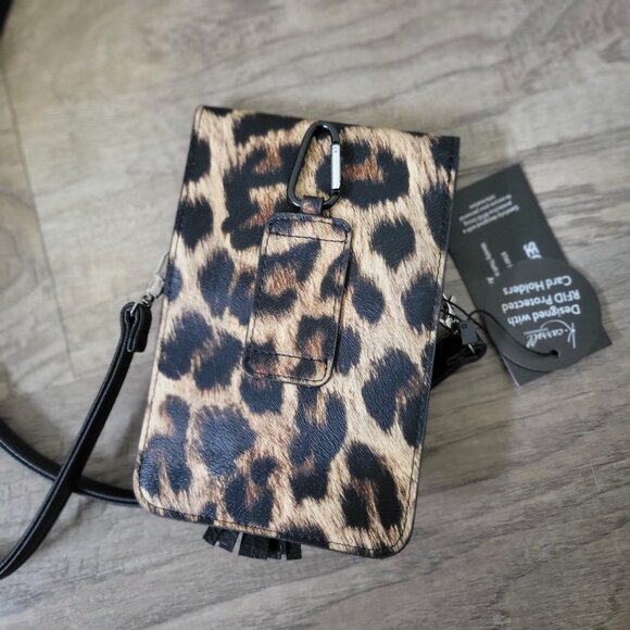 LEOPARED PRINT MINI CROSSBODY BAG WITH BLACK TASSEL - NEW WITH TAGS - Picture 4 of 4